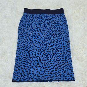 Ann Taylor Blue and Black Leopard Pencil Skirt